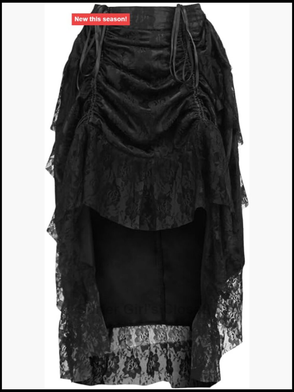 Lace Adjustable High Low Bustle Skirt Polyester Pull On Sleeveless